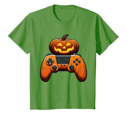 Spooky Halloween Gamers 2023 Halloween Skeleton Zombie Gaming Controllers Mummy Boys Kids T-Shirt - size chart