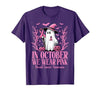 Arich.Tee's Breast Cancer Awareness Ghost in October We Wear Pink Breast Cancer Witch Ghost Halloween T-Shirt - size chart