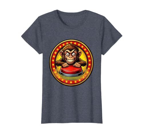 Mademark Eager Monkey Pressing the Big Red Button T-Shirt - Women - size chart