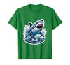 Mademark 2nd Grade Shark Bursting Through Ocean Waves T-Shirt - size chart