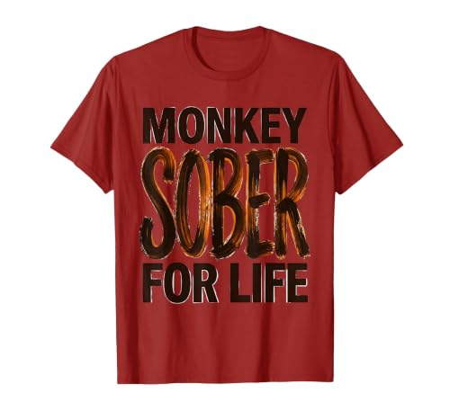 Mademark Monkey Sober For Life Funny Sobriety Design T-Shirt - Men - size chart