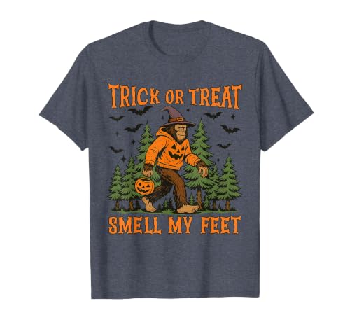Bigfoot Halloween Costume Party Outfits Trick Or Treat Smell My Feet Bigfoot Halloween Sasquatch T-Shirt - size chart