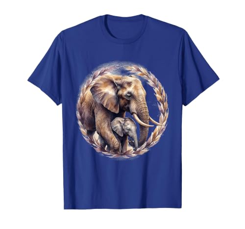 Mademark Elephant Love Gentle Trunk Embrace Wildlife Art T-Shirt - Men - size chart