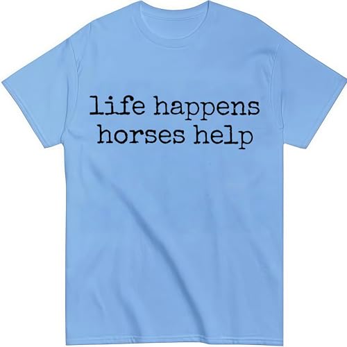 Nusyouc Life Happens Horses Help Equestrian T-Shirt Vintage Horse Lover T Shirt Tops - size chart