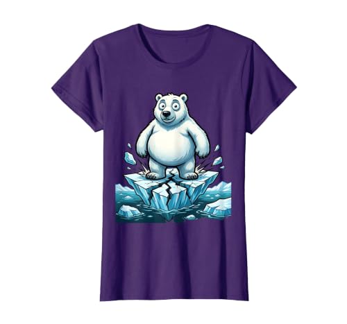 Mademark Polar Bear on Cracking Ice Floe Illustration T-Shirt - size chart