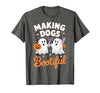 Dog Lover Spooky Grooming Groomer Attire Pet Groomer Funny Halloween Making Dogs Bootiful T-Shirt - size chart