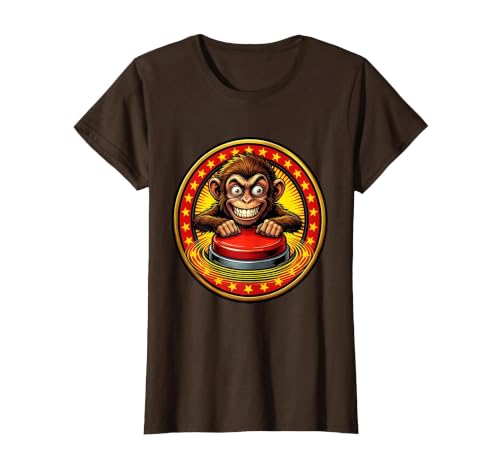 Mademark Eager Monkey Pressing the Big Red Button T-Shirt - Women - size chart