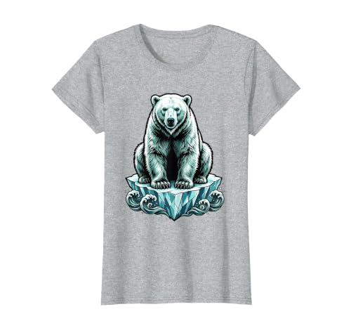 Mademark Polar Bear Lone Ice Floe Arctic Drift Illustration T-Shirt - size chart