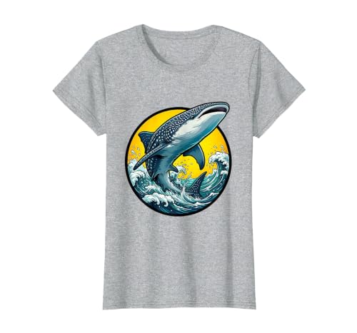 Mademark Whale Shark Emerging From Ocean Wave T-Shirt - size chart