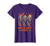 Dancing Skeleton Girls Retro Country Halloween Tee Boot Scootin Cowgirl Spooky Western Line Dance T-Shirt - size chart
