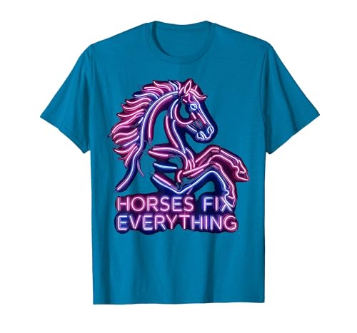 Mademark Horses Fix Everything Horse Riding Design T-Shirt - Men - size chart