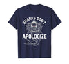 Mademark Sharks Don't Apologize Bold Women's Design T-Shirt - size chart