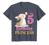 Kids 5th Birthday Rabbit Princess Girl Bunny 5 Years Old T-Shirt — design detail
