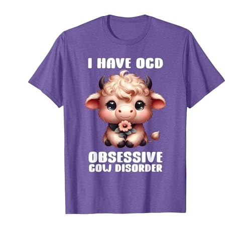Funny Cow Apparel I Have OCD Obsessive Cow Disorder Cow Lover Farmer T-Shirt - size chart