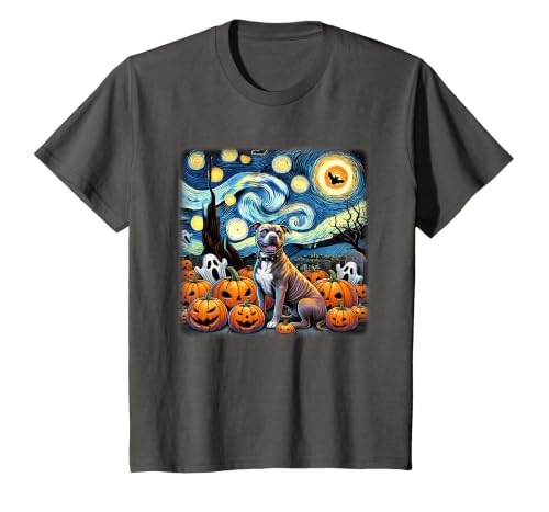 Pitbull Starry Night Tees Starry Night Pitbull Halloween T-Shirt - size chart