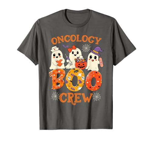Oncology Boo Crew Funny Ghost Halloween Spooky Costume Nurse T-Shirt - size chart
