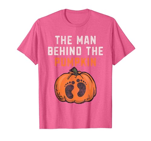 Halloween Pregnancy Announcement for Future Dad The Man Behind The Pumpkin Dad Halloween Pregnancy Reveal T-Shirt - size