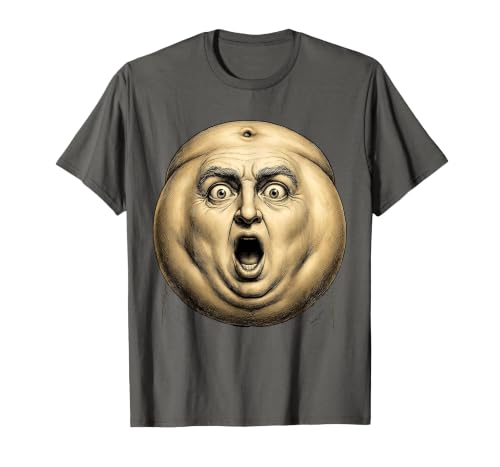 Mademark Belly Button Surprised Cartoon Face Funny Graphic T-Shirt - Men - size chart