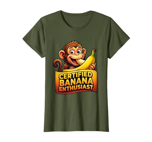 Mademark Certified Banana Enthusiast Funny Monkey Design T-Shirt - Women - size chart