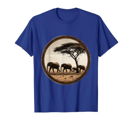 Mademark Elephant Herd Crossing Dusty Savanna Plains T-Shirt - Men - size chart