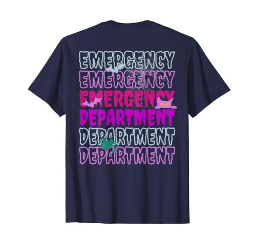 ER Nurse Halloween Pumpkin Emergency Department Spooky Emergency Department Ghost ER Nurse Halloween T-Shirt - size chart