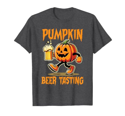 Beer Halloween Costume Pumpkin Beer Tasting Funny Halloween Beer Lover Drinking T-Shirt - size chart