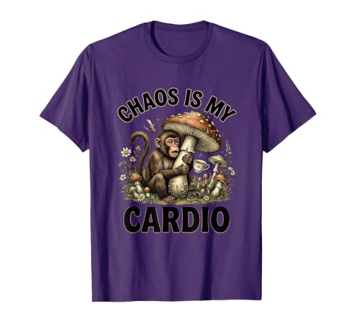 Mademark Chaos Is My Cardio Funny Monkey Design T-Shirt - Men - size chart