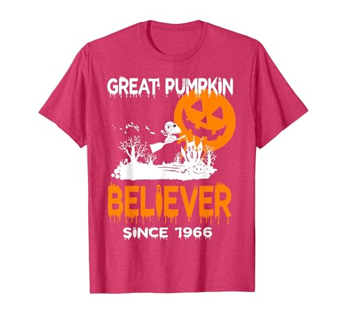 BlackThreadCa Great Pumpkin Believer Halloween Fun Graphic T-Shirt - size chart