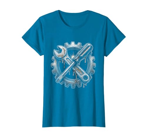 Mademark Grease Monkey Wrench and Screwdriver Crossed T-Shirt - Women - size chart