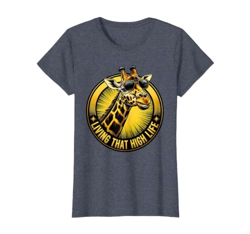 Mademark Giraffe Living That High Life Funny Animal Design T-Shirt - size chart