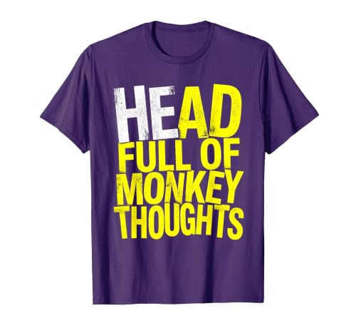 Mademark Head Full of Monkey Thoughts Funny Primate Design T-Shirt - Men - size chart