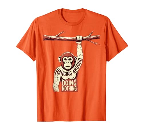 Mademark Hanging Around Doing Nothing Funny Monkey Design T-Shirt - Men - size chart