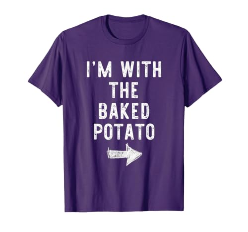 Im With The Baked Potato Halloween Costume I’m with The Baked Potato Funny Halloween Couple Costume T-Shirt - size chart