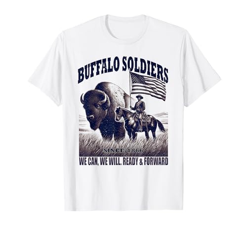 Buffalo Soldiers Vintage Military Graphic Tees Buffalo Soldiers, African American Black History Military T-Shirt - size chart