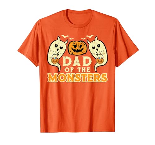 Mens Halloween Shirts For Dad Daddy Papa Men Halloween Dad of Monsters Funny Family Costume Papa Daddy T-Shirt - size chart