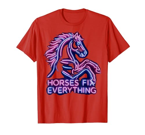 Mademark Horses Fix Everything Horse Riding Design T-Shirt - Men - size chart