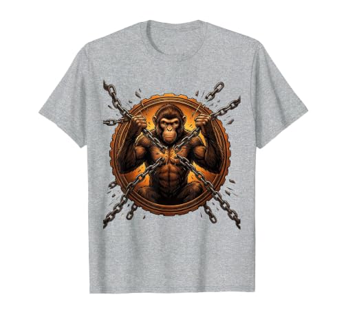 Mademark Monkey Breaking Chain Sobriety Freedom Graphic T-Shirt - Men - size chart