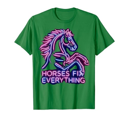 Mademark Horses Fix Everything Horse Riding Design T-Shirt - Men - size chart
