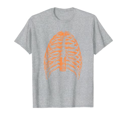 Orange Halloween Rib Cage Ribcage T-Shirt - size chart