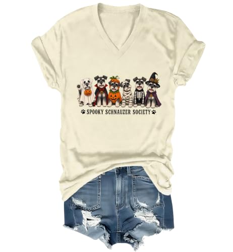 WQFQW Spooky Schnauzer Society Halloween Shirt Terrifying Halloween T-Shirt - size chart
