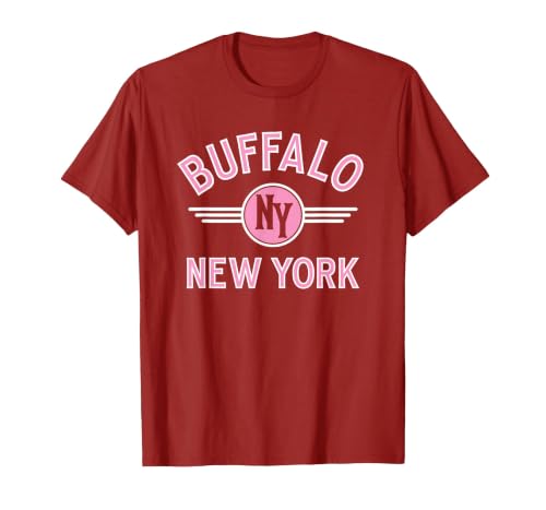 133 Apparel Buffalo NY Buffalo New York Circle NY Pink Print T-Shirt - size chart