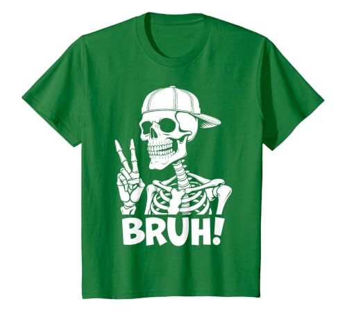 Skeleton Peace Sign Shirts For Men Women & Kids Bruh Skeleton Hand Peace Sign Halloween Skeleton Hand Sign T-Shirt - size