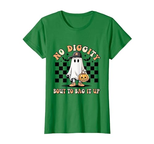 Halloween Pumkin Trick Or Treat Apparel No Diggity About to Bag It Up Trick Treat Candy Halloween T-Shirt - size chart
