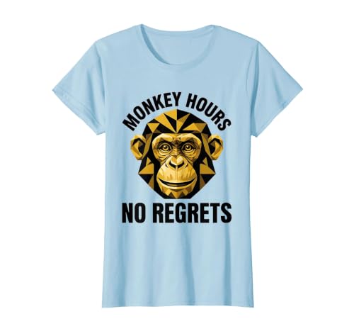 Mademark Monkey Hours No Regrets Funny Primate Design T-Shirt - Women - size chart