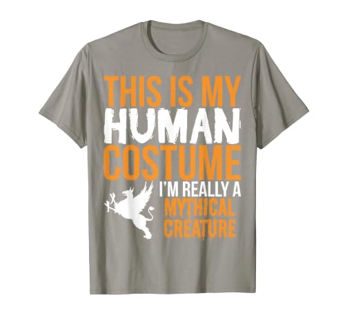 This is My Human Costume Mythical Creature - Halloween Funny T-Shirt - size chart