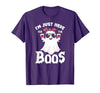 Addictive Designs Halloween Merch Funny Halloween, Just Here for the Boos, Ghost Drinking Wine T-Shirt - size chart