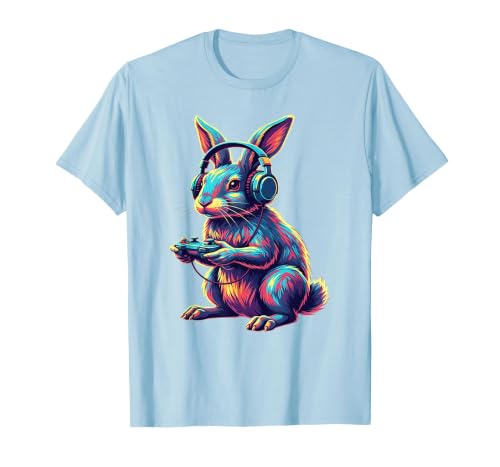 Rabbit Gaming Animal Video Games Funny Rabbit T-Shirt — design detail