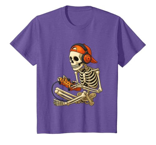 VibeKilla Video Game Halloween Skeleton Gamer Costume T-Shirt - size chart