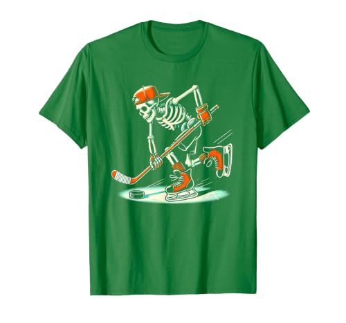 Halloween Costume For Hockey Lovers Funny Skeleton Hockey Halloween for Ice Hockey Lovers T-Shirt - size chart
