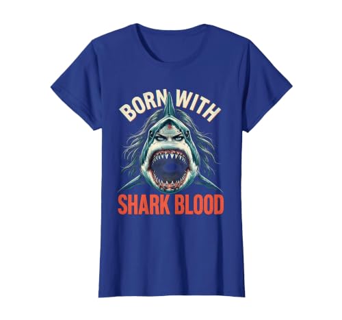 Mademark Born With Shark Blood Fierce Women Design T-Shirt - Silver Grey